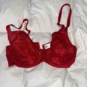 Red lace bra